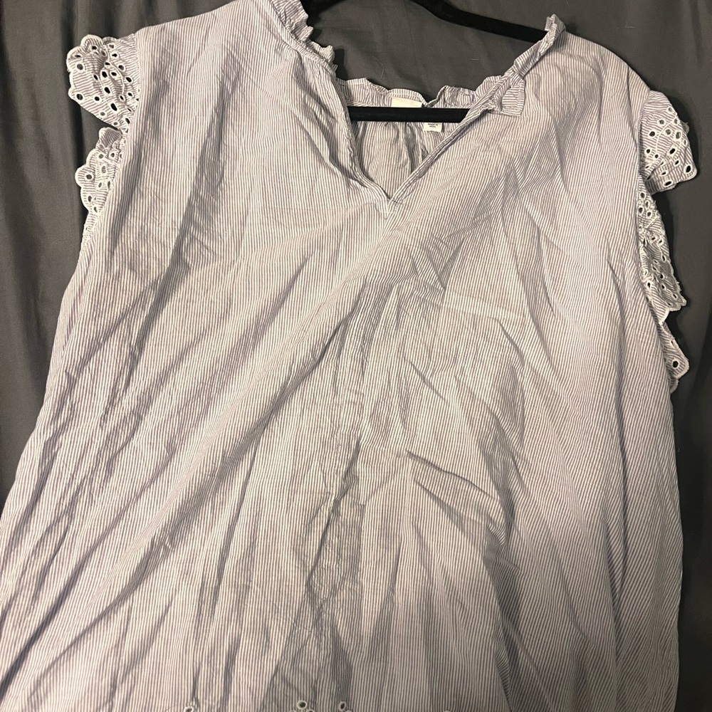 GAP Light Blue Eyelet Sleeve Blouse